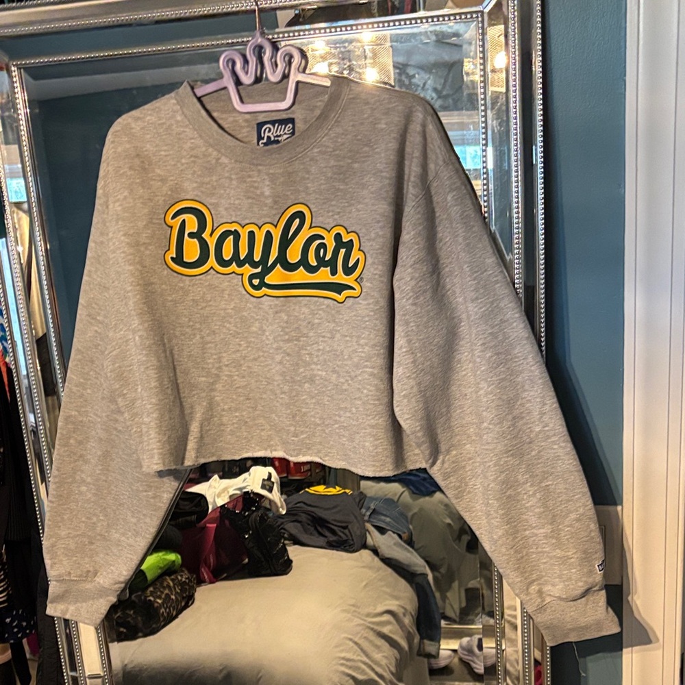 Athletic Gray Baylor Cropped Sweatshirt